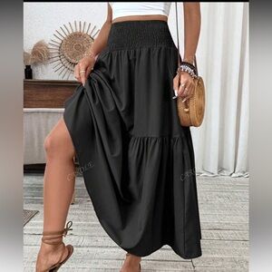 Carolee Black Maxi Skirt with Smocked Waist